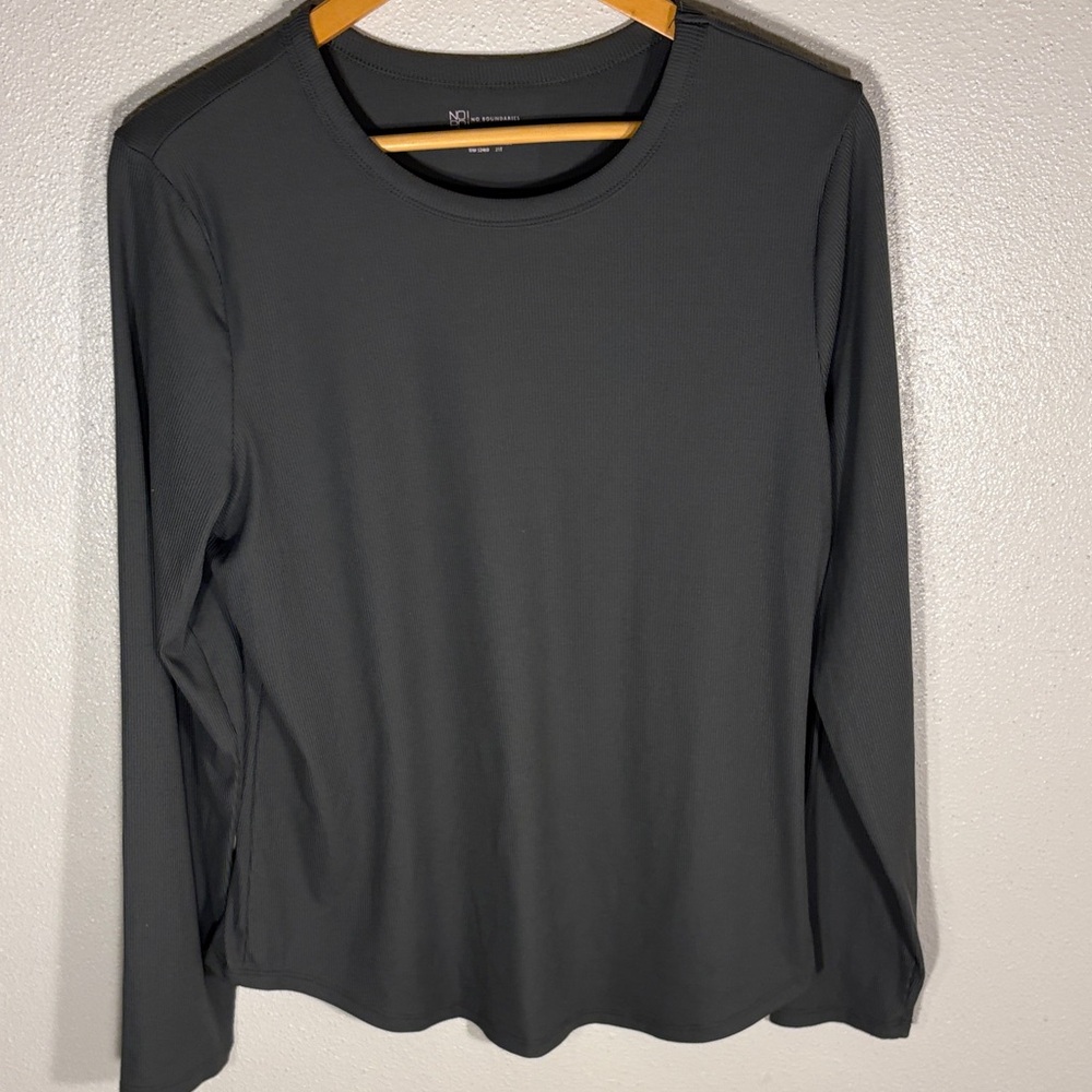 No Boundaries Charcoal Long Sleeve Crew Neck Top
